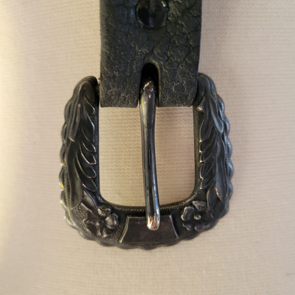 Gilles Herve Paris Women’s Black Leather Side Stitched Belt - Picture 4 of 13